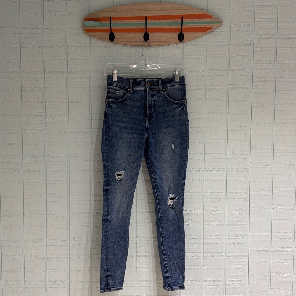 Express Medium Wash High Rise Skinny Jeans